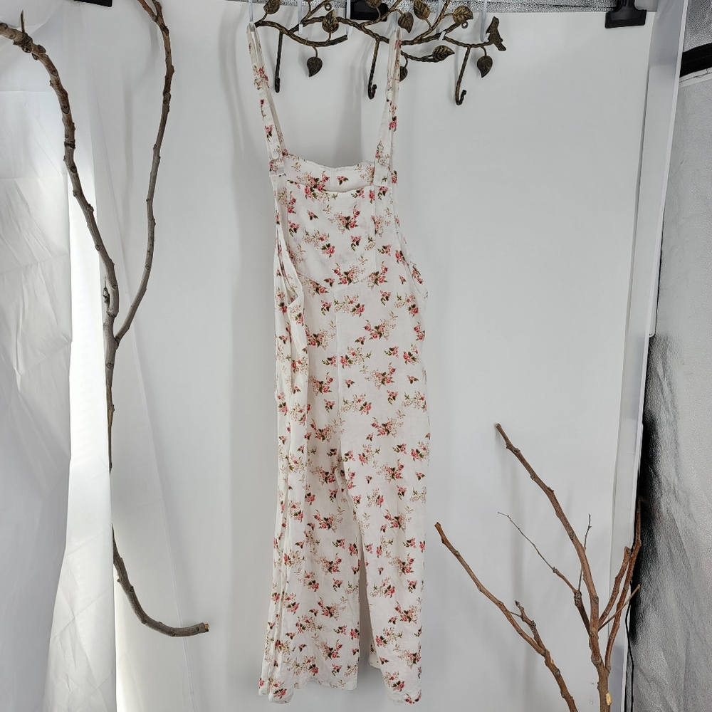 Zara floral 100% linen overalls